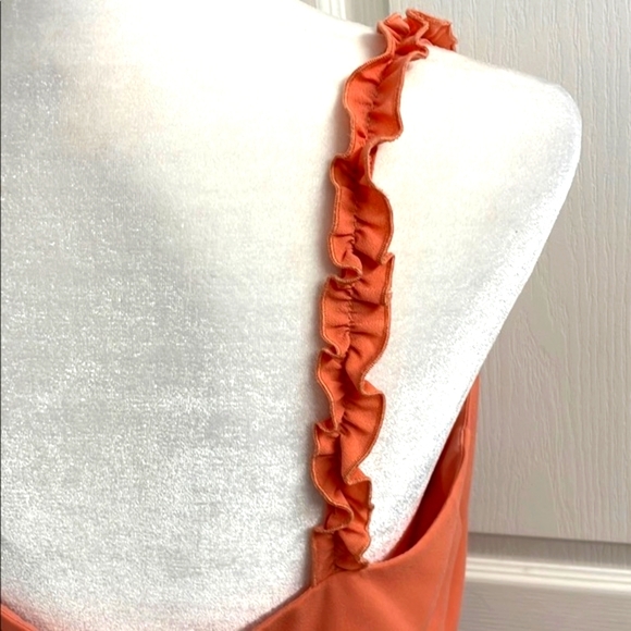 Wilfred Melodie Romper Shorts Size S Ruffles Lined V Neckline Tawny Orange - Picture 7 of 13